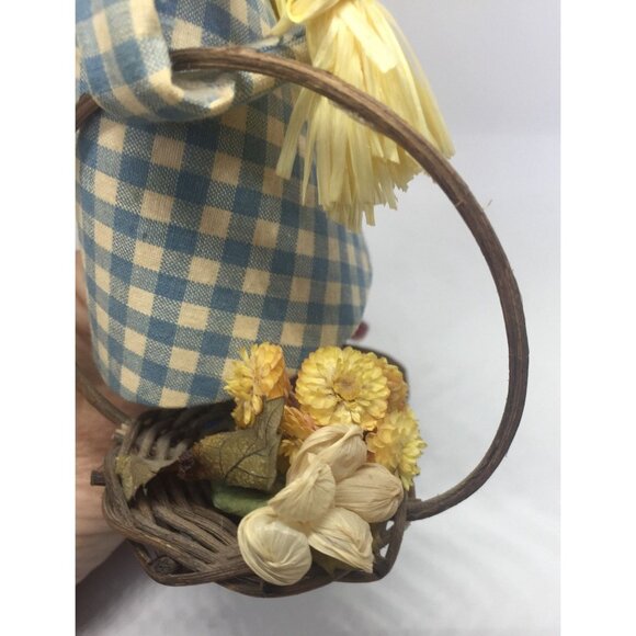 Vintage 1960's Handmade Wooden Doll Little Red Riding Hood Long Yellow Braids - Picture 7 of 8